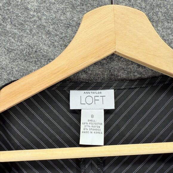 Loft Dress Women 8 Black Striped Maxi Long Rayon Sleeveless Round Neck Casual - Picture 5 of 6